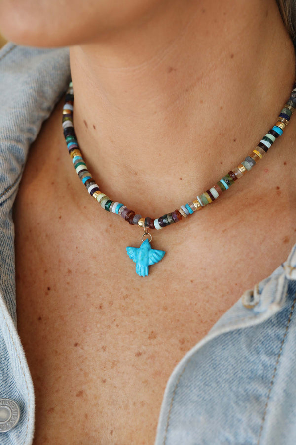 5mm Heishi Multi Agate Rondelle Necklace