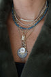 Steel Blue Kyanite Gold Rondelle Necklace