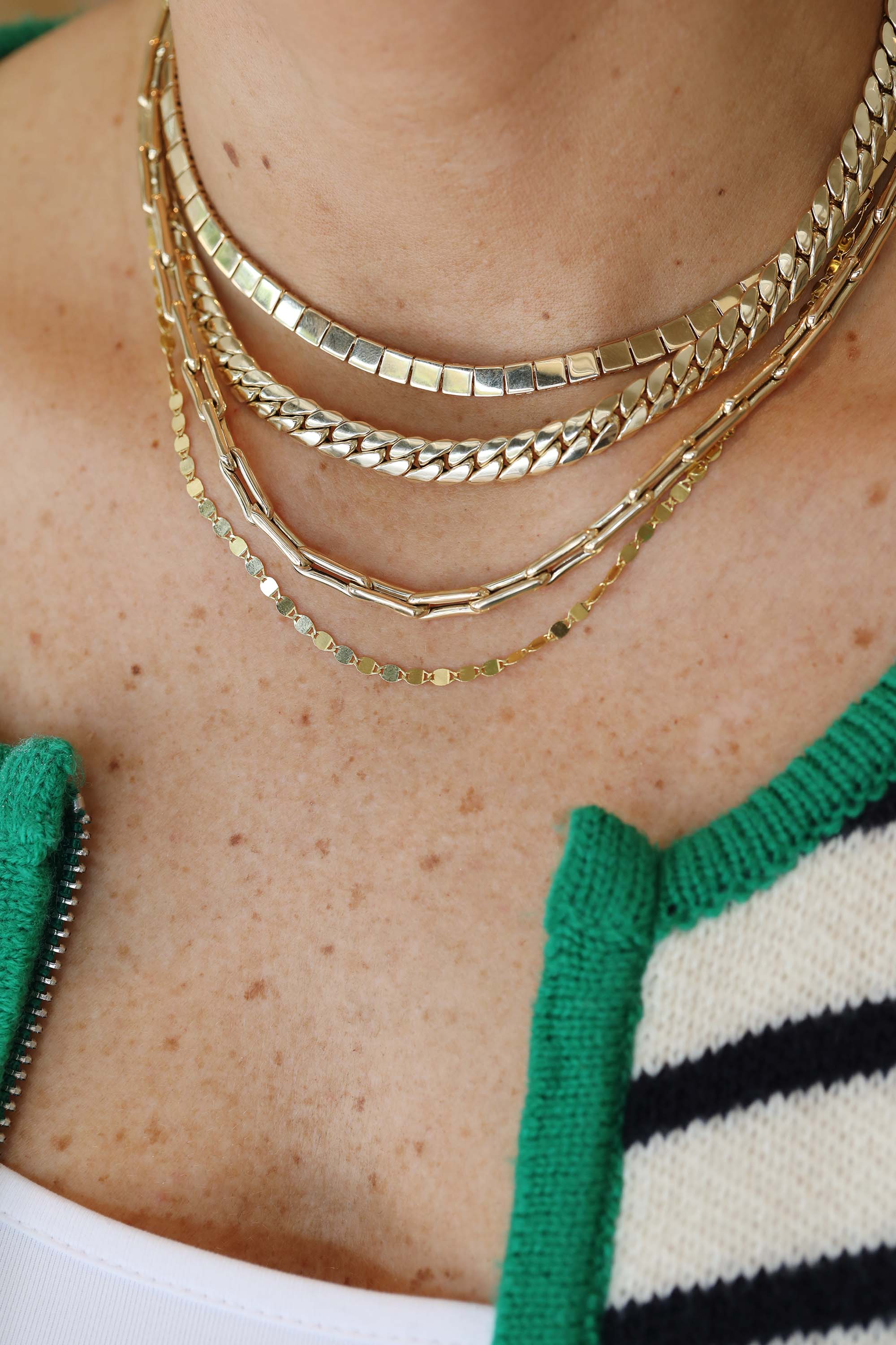 18" 14K Gold Pinched Link Necklace