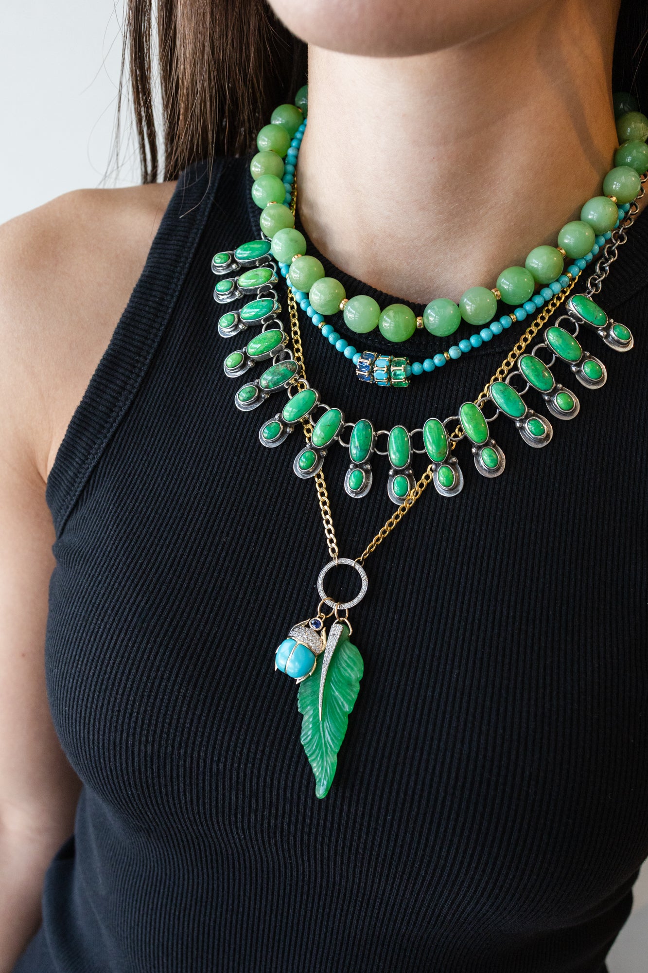 Federico Carico Lake Green Turquoise Bib Necklace