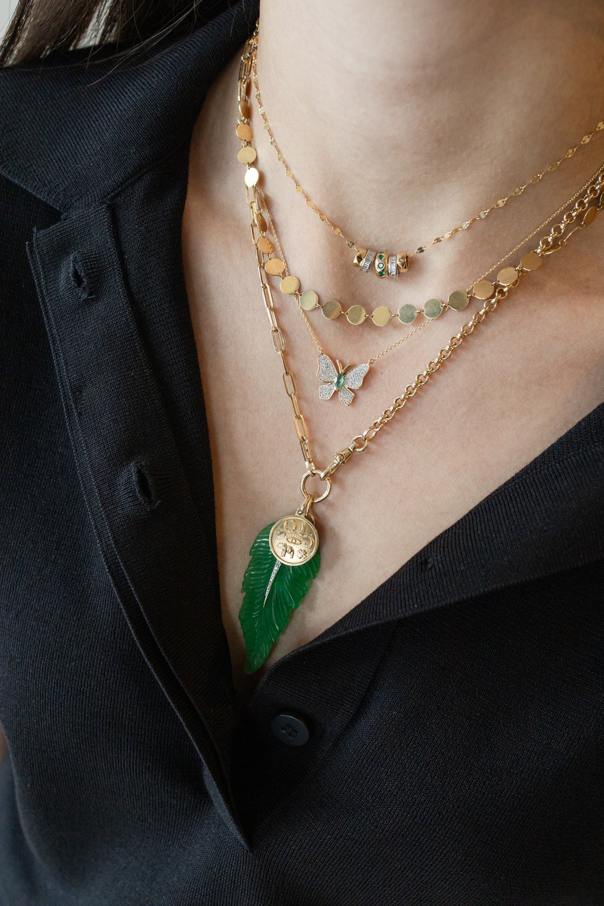 14K Gold Disco Disc Necklace
