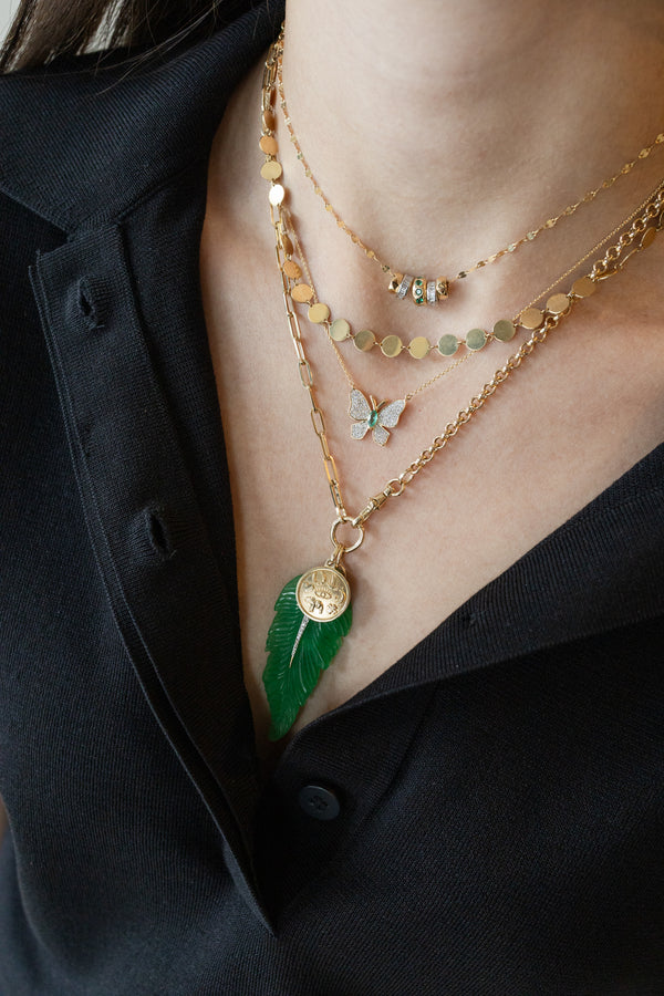 14K Gold Disco Disc Necklace