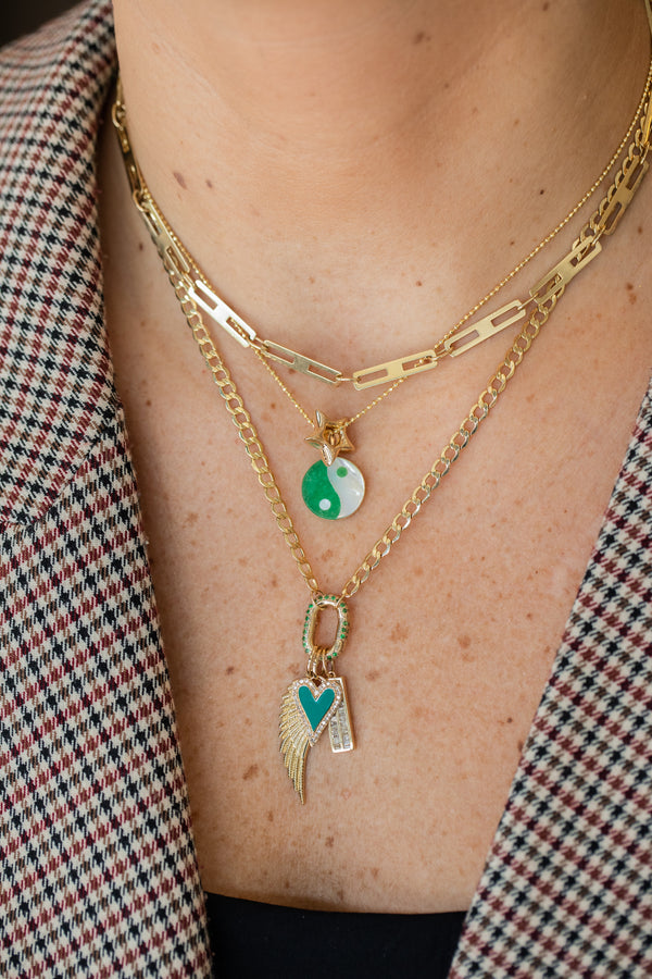 Gemstone Padlock Necklace on Link Chain