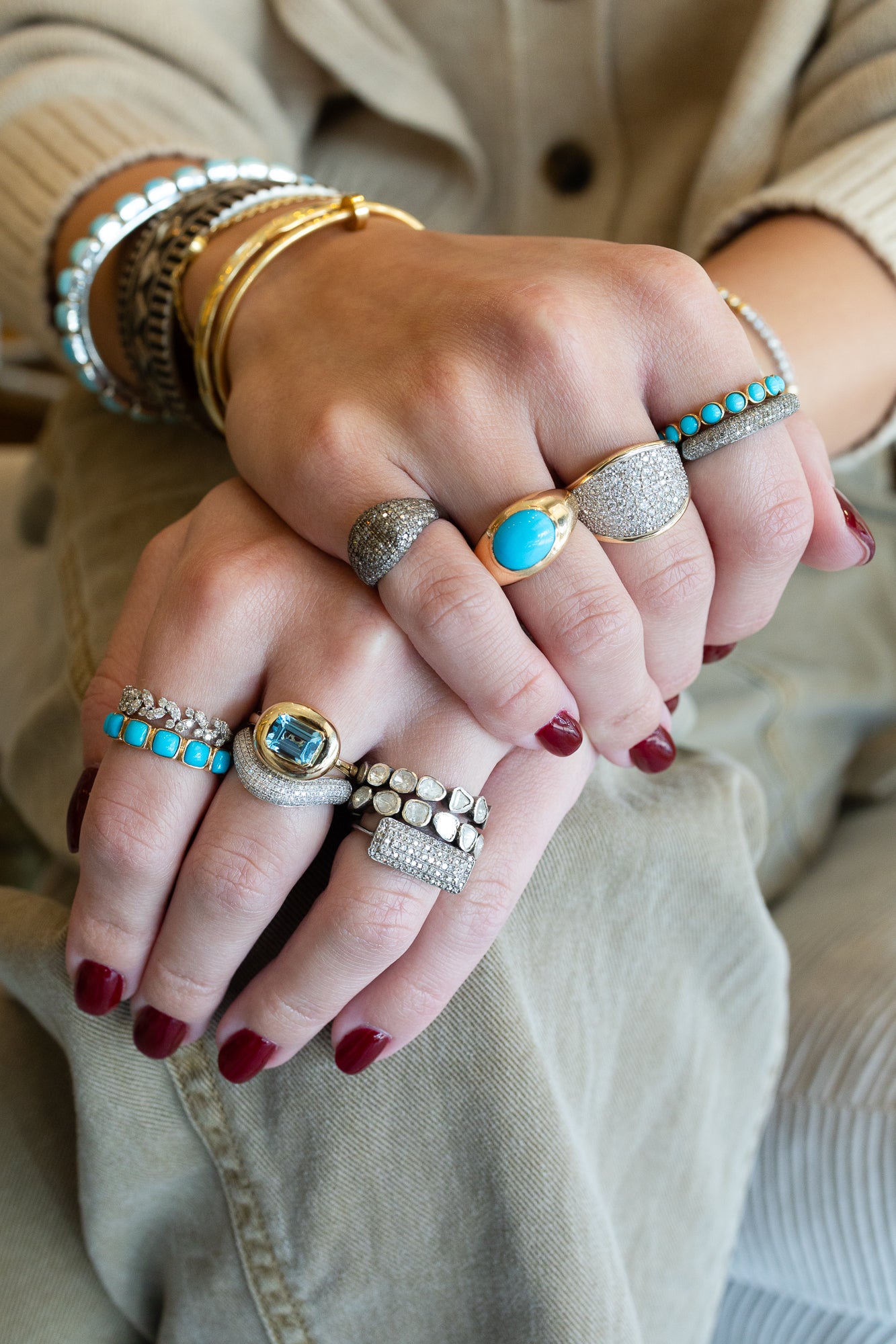 14K Gold Domed Turquoise Ring