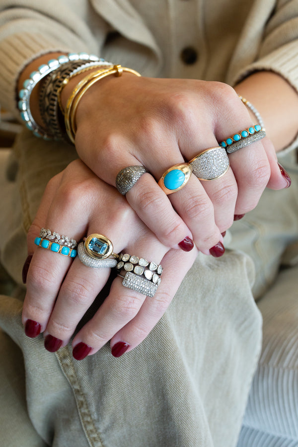 14K Gold Domed Turquoise Ring