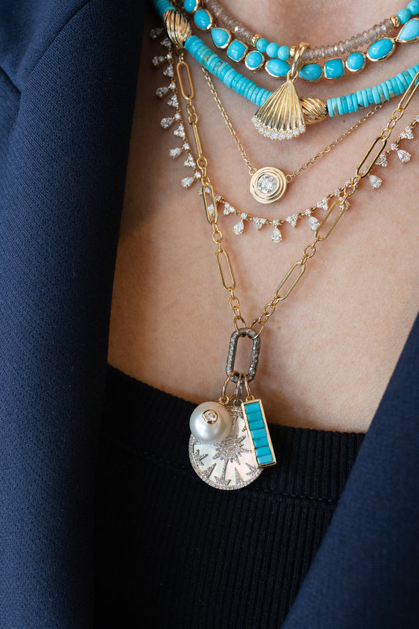 Sterling Silver Diamond Mother of Pearl Compass Charm