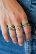 14K Gold Diamond Clover Turquoise Ring
