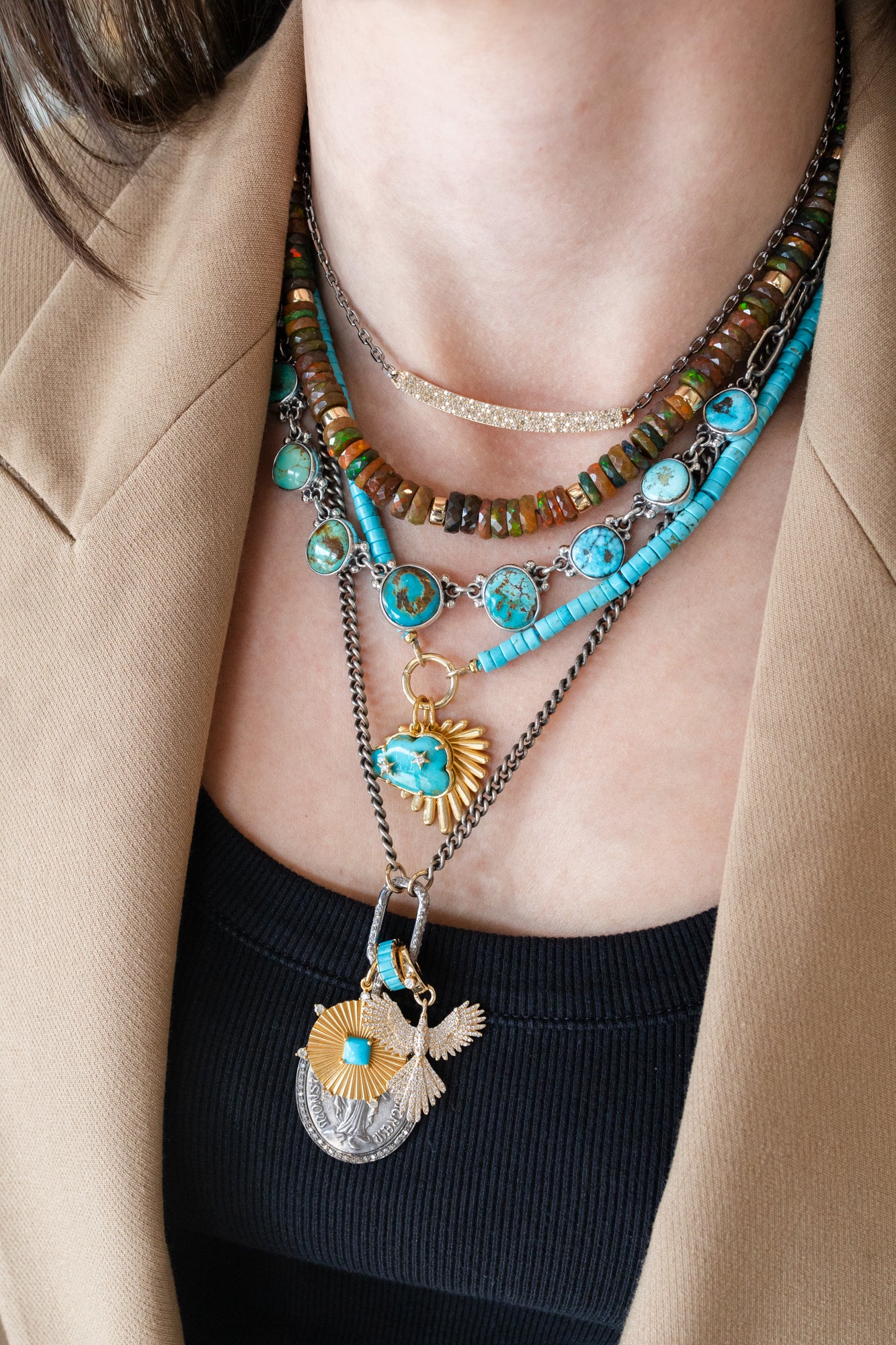 Dark Ethiopian Opal Rondelle Necklace