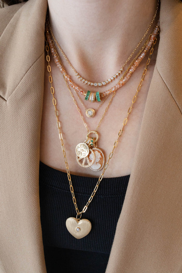 5mm Peachy Natural Zircon Rondelle Necklace