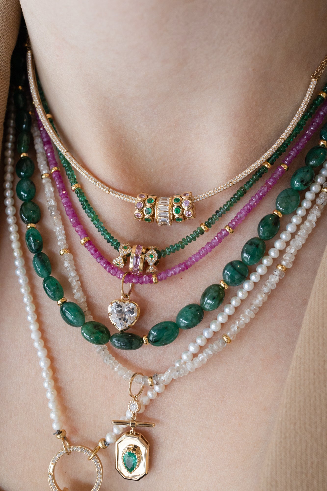 4mm White Natural Zircon Rondelle Necklace