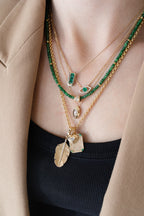14K Gold Diamond Emerald Evil Eye Necklace