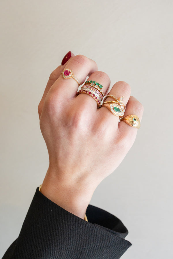 14K Gold Diamond Heart Ruby Ring