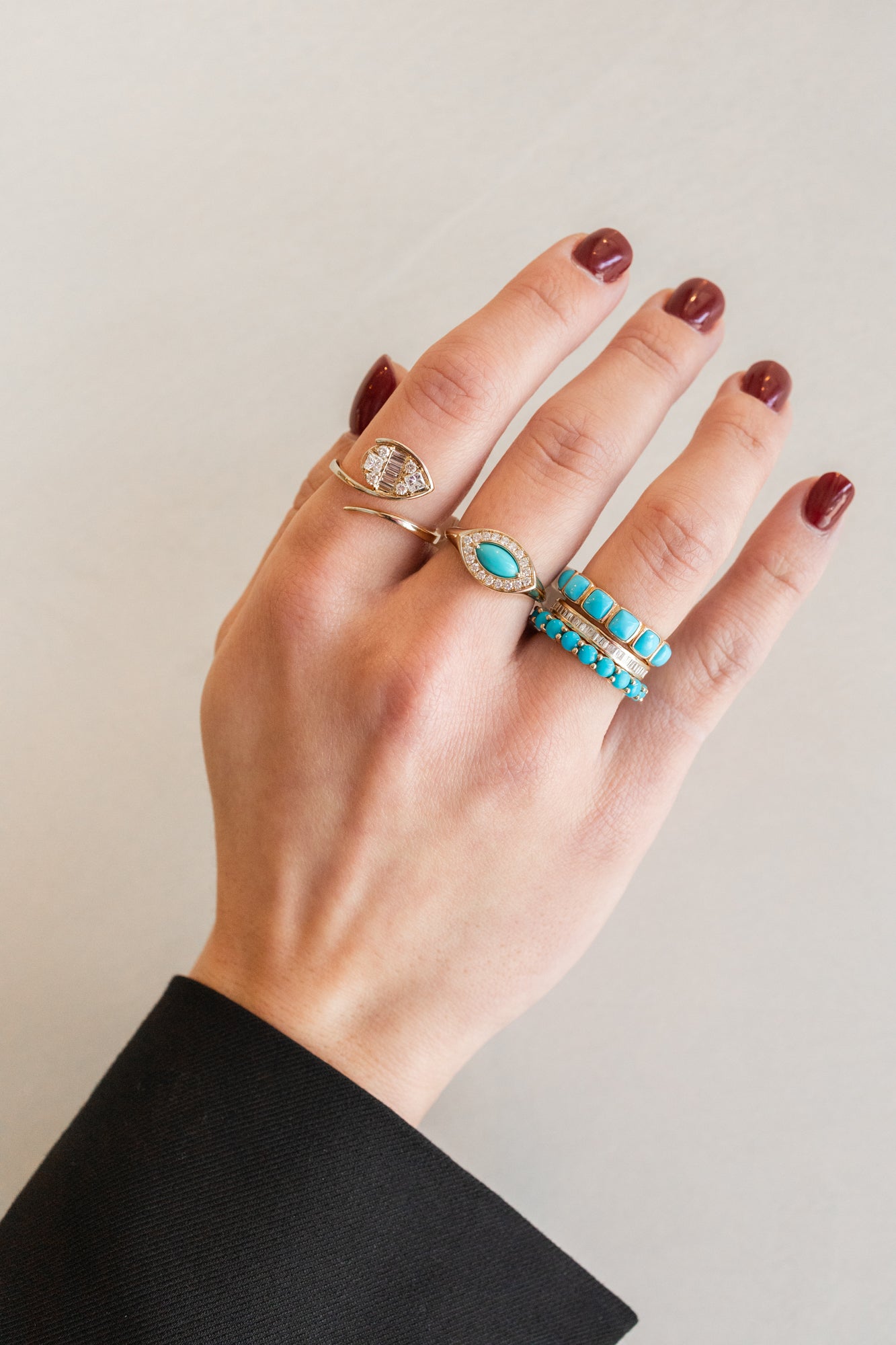 14K Gold Turquoise Diamond Evil Eye Ring
