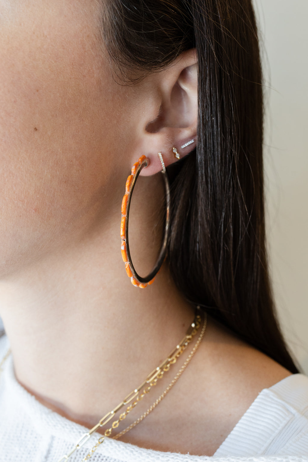 Federico Spiny Oyster Tiled Hoops