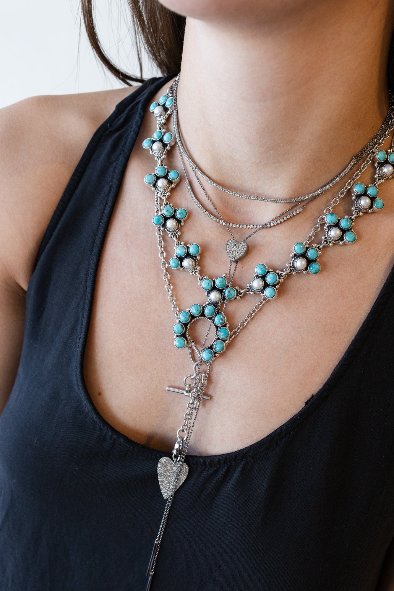 Federico Mini Turquoise Squash Blossom - Turquoise Jewelry – J. Landa