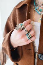 14K Gold Turquoise Trio Diamond Band