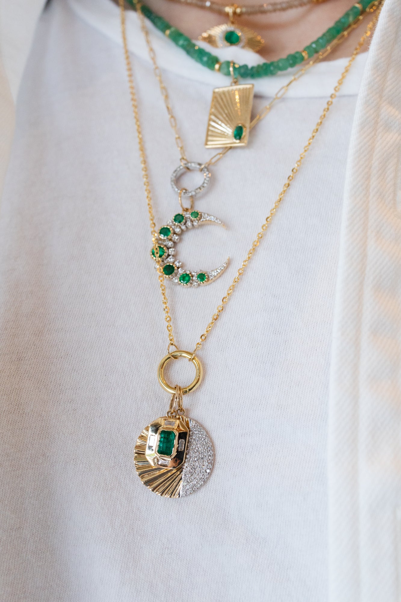 14K Gold Fanned Half Diamond Disc Charm