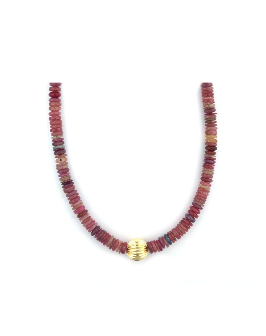 Heishi Cranberry Sapphire Mix Rondelle Necklace Landa