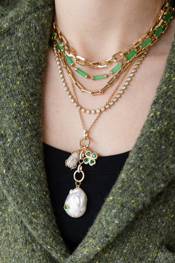 20" 14K Gold Double Lock Lariat Drop Necklace