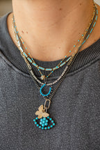 Silver Dotted Turquoise Cut Out Evil Eye Charm
