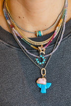 Small Thick Silver Turquoise Diamond Horseshoe