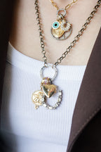 Silver Polki Diamond Horseshoe Charm