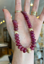 Natural Graduated Ruby Fluted Rondelle Necklace