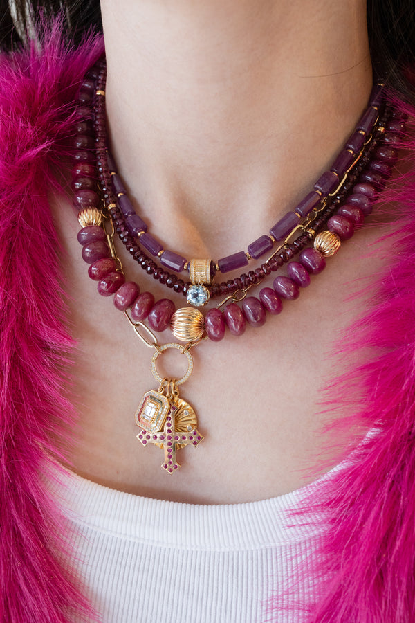 Faceted Tube Ruby Rondelle Necklace