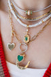 14K Gold Malachite Diamond Heart Charm