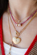 14K Gold Mini 3 Bezel Diamond Heart Necklace