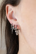 Silver Diamond Teardrop Dangle Huggie Earrings