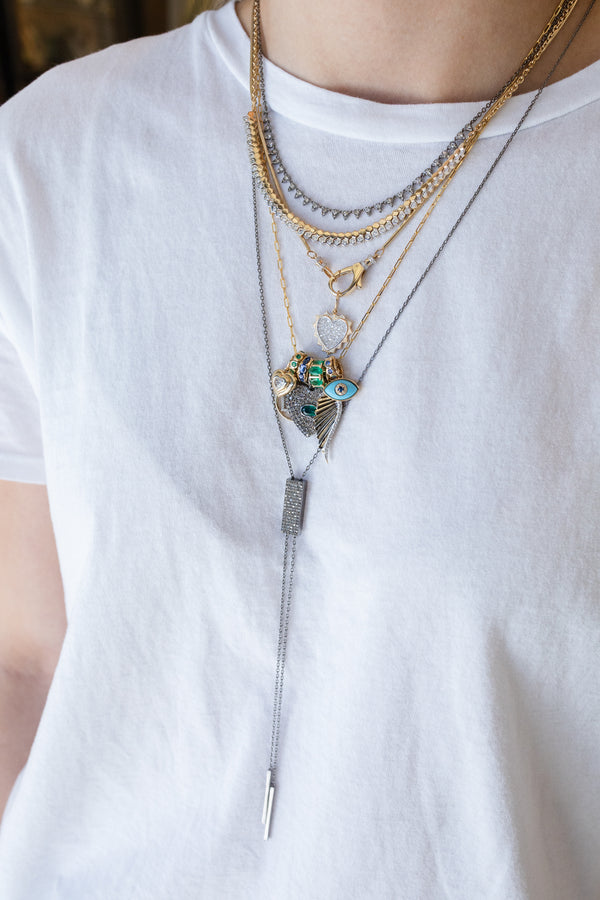 Silver Spike Diamond 1/2 Tennis Necklace