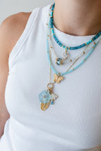 Blue Kyanite & Turquoise Mix Rondelle Necklace