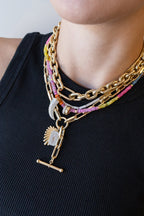 14K Gold Chunky Rounded Rectangle Link Lock Necklace
