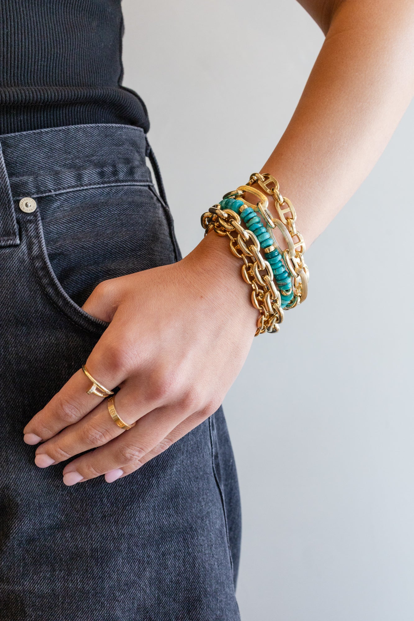8" 14K Gold Jumbo Flat Mariner Link
