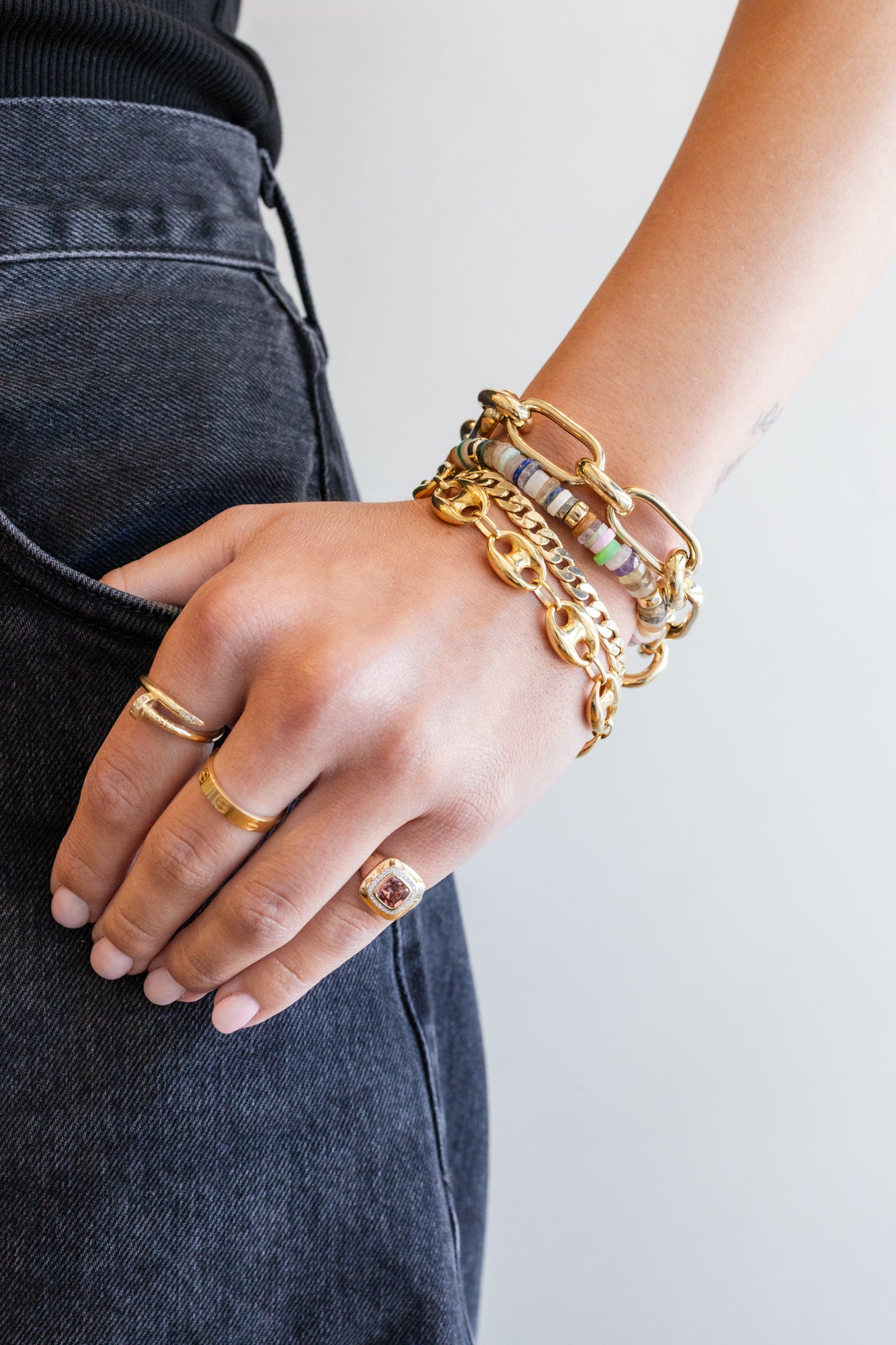 Large 14K Gold Puffy Mariner Bracelet