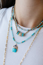 Mini Polki Diamond Turquoise Tennis Necklace
