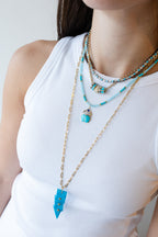 Mini Polki Diamond Turquoise Tennis Necklace