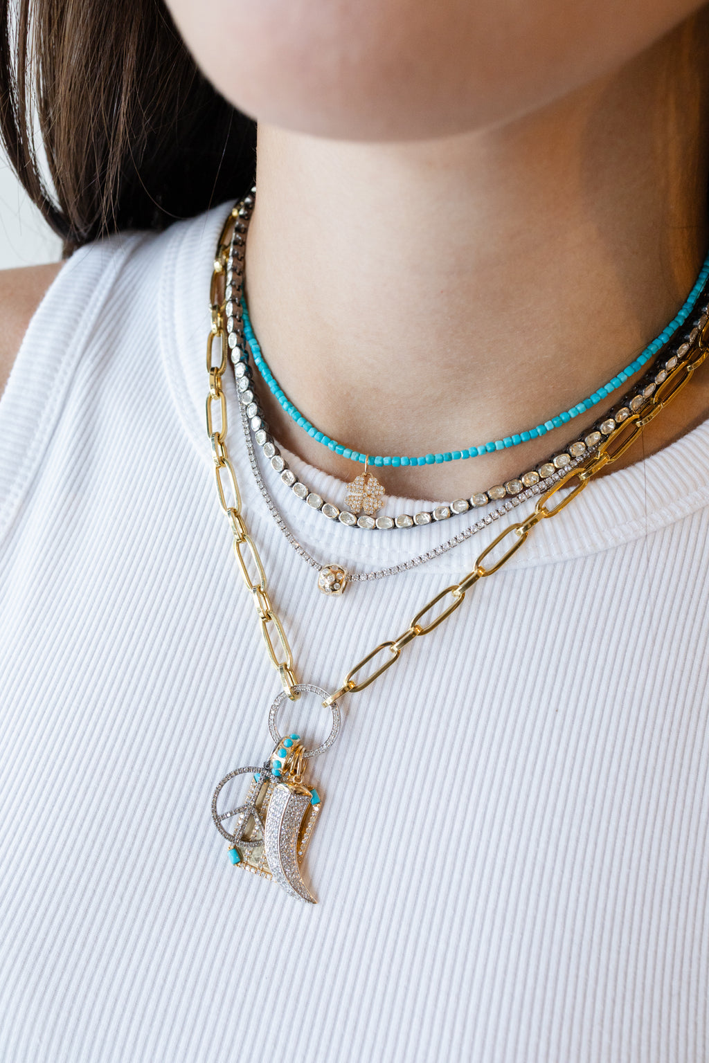 Mini Silver Polki Diamond Tennis Necklace