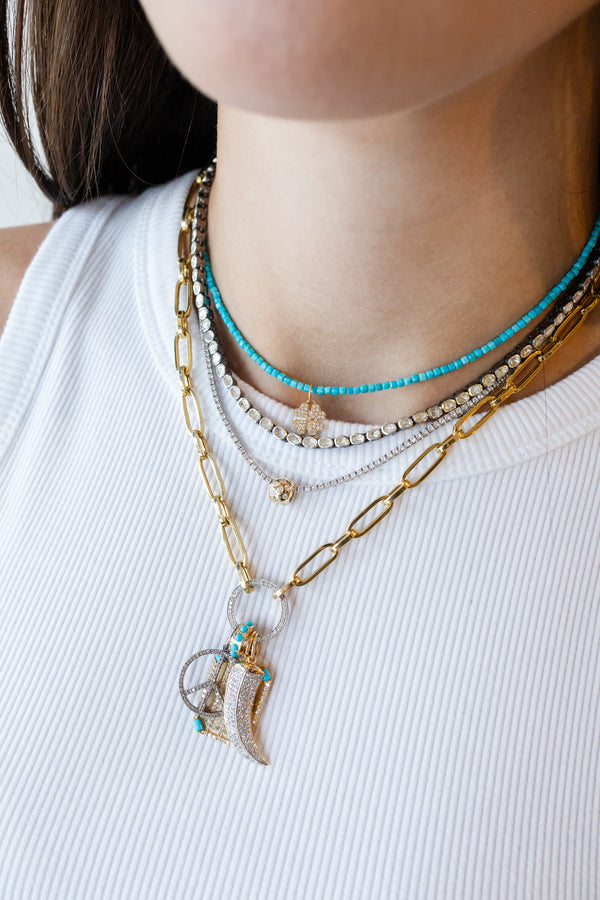 Mini Silver Polki Diamond Tennis Necklace