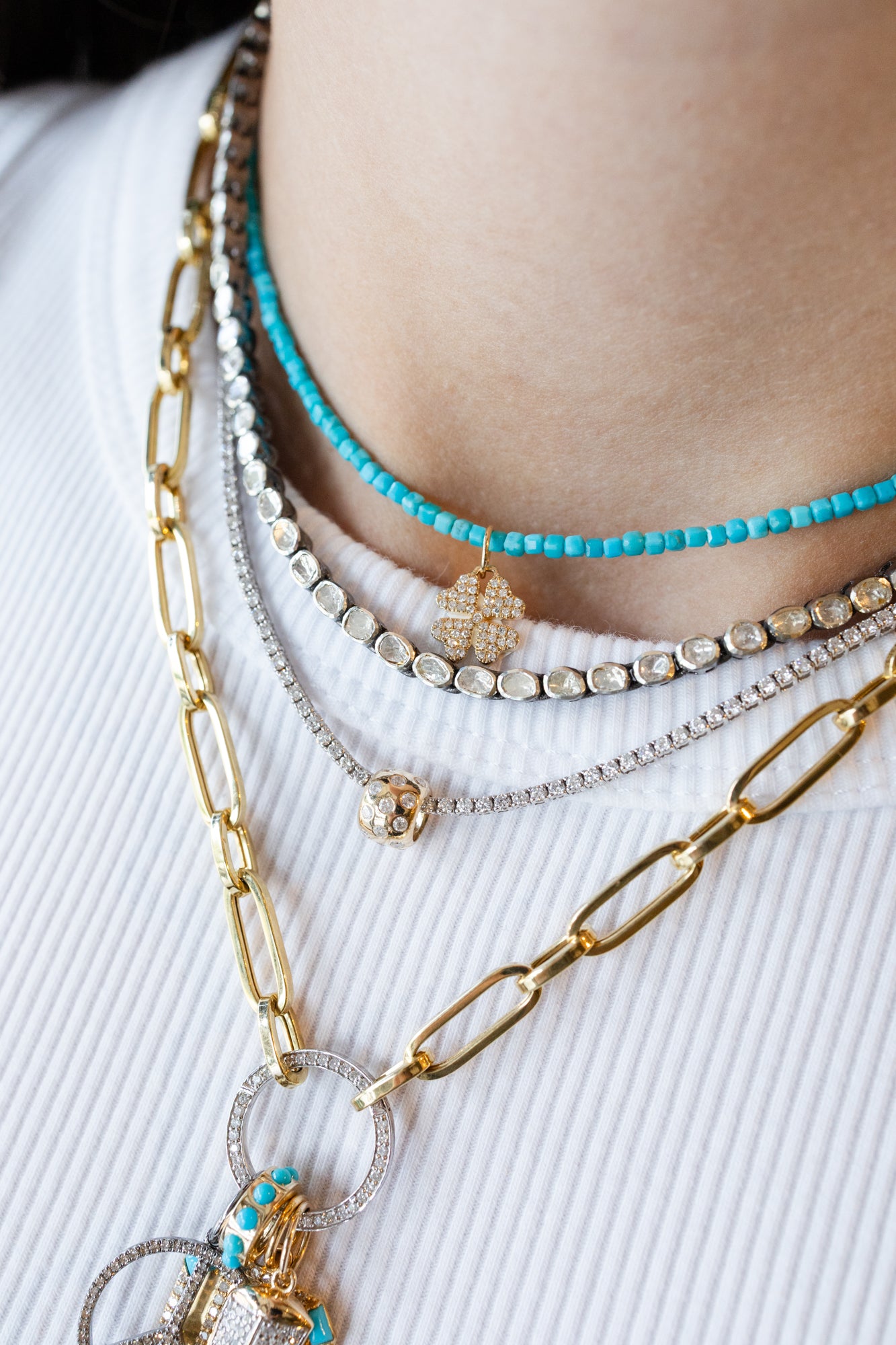 Mini Silver Polki Diamond Tennis Necklace – J. Landa