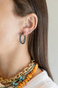 Silver Diamond Turquoise Inside Out Hoop