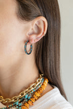 Silver Diamond Turquoise Inside Out Hoop