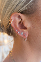 Tiny 14K Gold Pear Diamond Studs