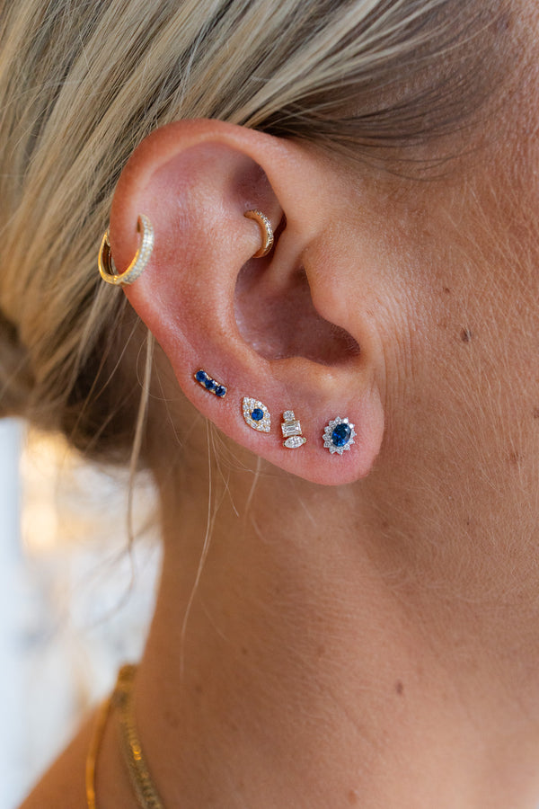 14K Gold Mix Shape Diamond Trio Studs