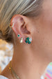 14K Gold Tiny Pear Emerald Diamond Studs