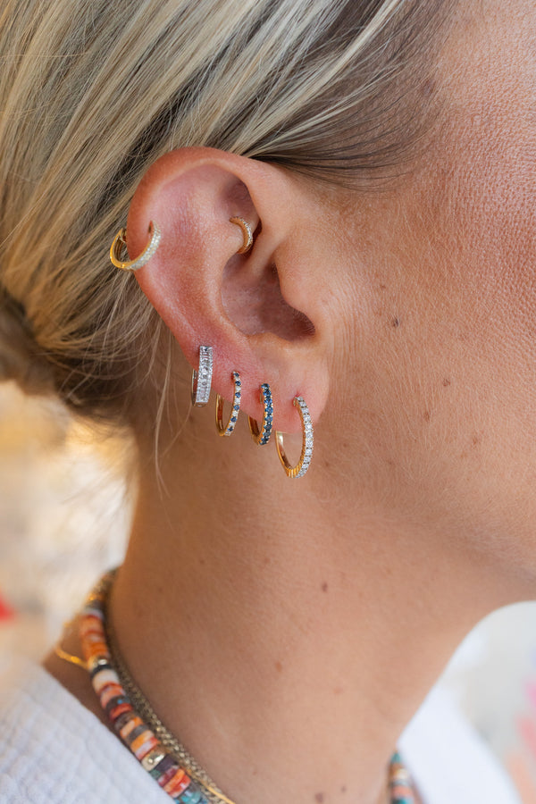 3/4" 14K Gold .18ct Diamond Hoops