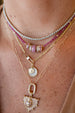 Small 14K Gold Pink Sapphire Ladybug Charm