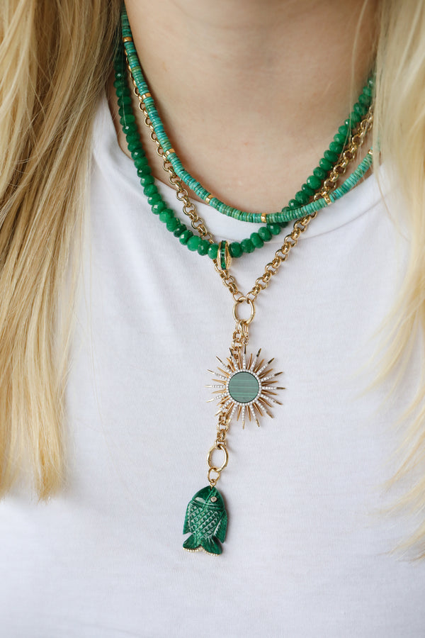 4mm Heishi Teal Turquoise Rondelle Necklace