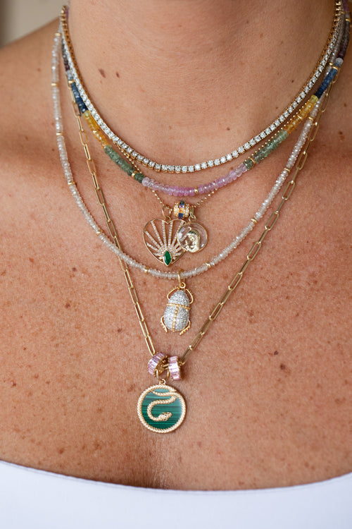 14K Gold Diamond Scarab Beetle Charm